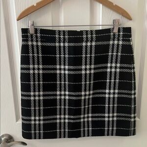 J Crew Classic Black and White Plaid Skirt